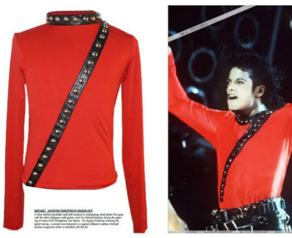 Cosplay Michael Jackson BAD Tour Konzert Punk Niete Slim Red Spandex Jacke Impersonator