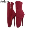 Sorbern Tiefe Grau Ankle Hohe Ballett High Ferse Stiefel Frauen Side Zipper Nach Farben Große Größe Sexy Fetisch Schuh Unisex sm Heels