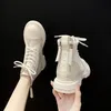 Kurze Schuhe für Frauen Schnürschuhe weiße Schuhe mit Schnürsenkeln Punk-Stil Stiefeletten elegante