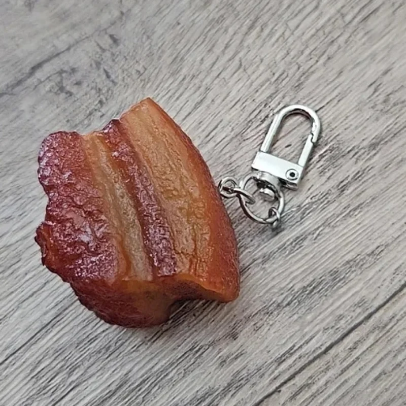 PVC gefälschter geschmortes Schweinefleisch Brokkoli Schlüsselanhänger kreative Simulation Lebensmittel Anhänger Kinder Unisex Dekoration Werbeartikel Mode Geschenke Image