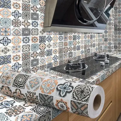 Europäischen Stil Küche Wand Aufkleber Hause Dekoration Tapete Schimmel Beweis Wasserdichte Moderne Öl Beweis Aufkleber Küche Öfen Image