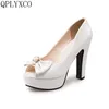 QPLYXCO 2017 Neue Lackleder Super große größe 34-50 4 Clour Pumps schuhe Frauen high heels süße