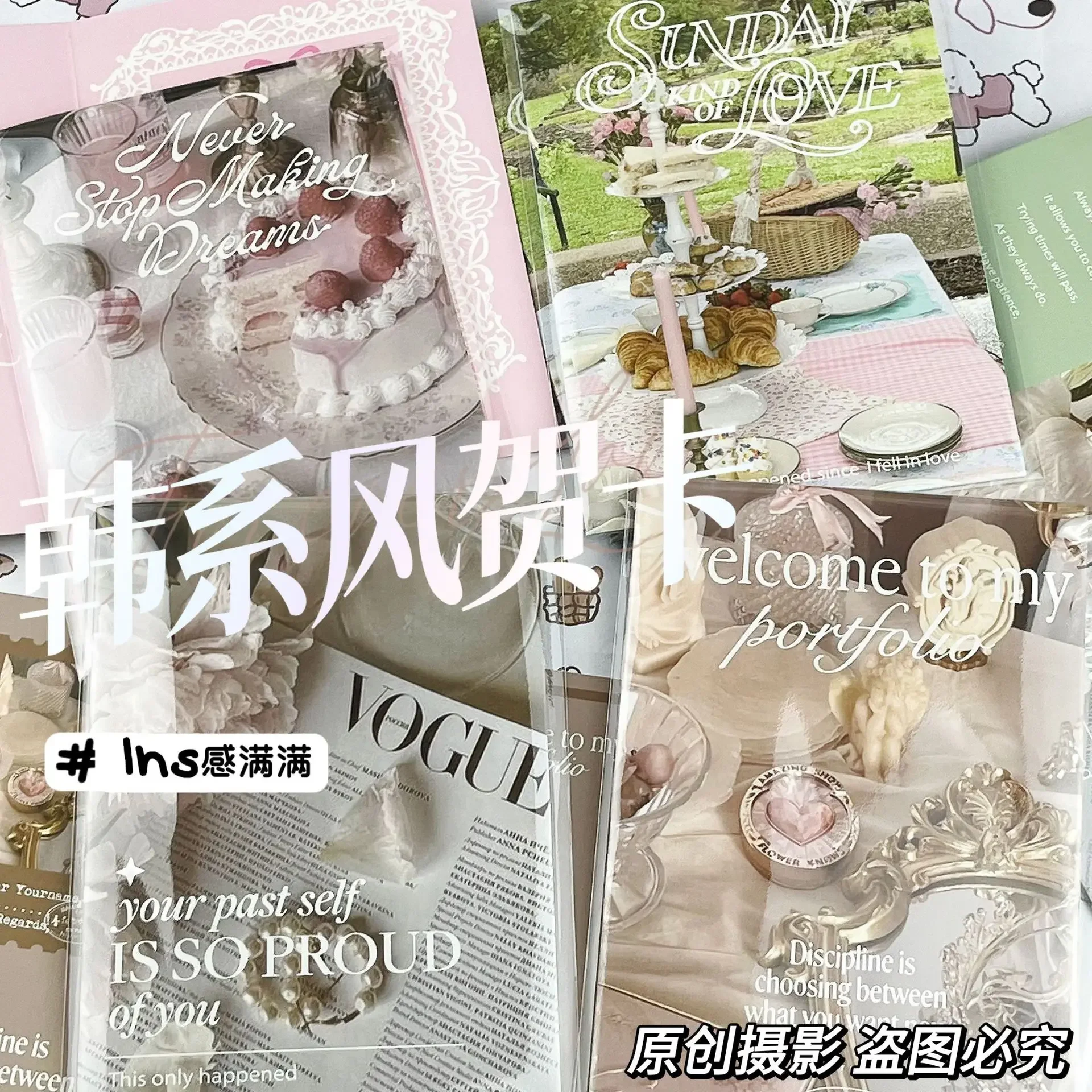 10 Stücke Koreanische INS Pastoralen Mädchen Tea Party Klappkarte Zurück Kpop 3 Zoll Fotokarte Verkaufen Karte DIY Verpackung Dekorative Feste Bord Image