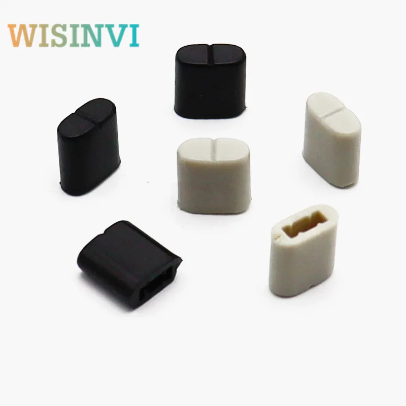 10 Stück graue Kunststoff-Knopfkappe 8 x 4 x 8 mm, Equalizer-Druckschlüsselkappe, lineares Schiebepotentiometer, Druckschlüsselkappenöffnung 4 mm Image