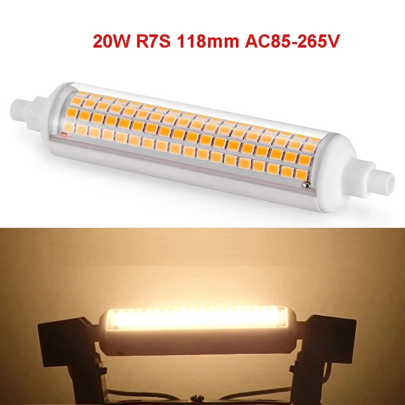 20 W R7S LED-Lampe Keramik R7S LED-Röhre 3000 K 4000 K 6000 K 220 V 110 V 118 mm Ersetzen Sie 200 W Halogenlampe Flutlicht