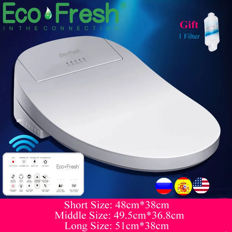 Ecofresh Intelligente Toilette Sitz Elektrische Bidet Abdeckung Smart Bidet beheizte wc sitz Led Licht Wc smart wc sitz deckel Image