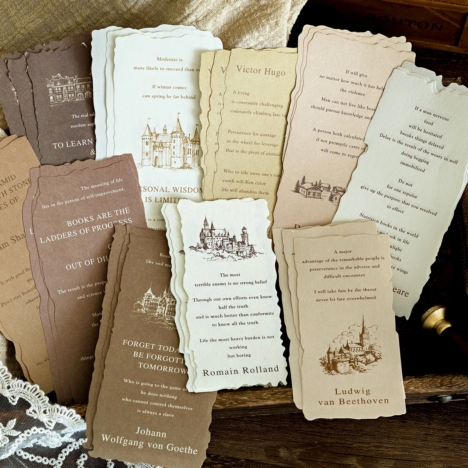 30 Stück/Packung Retro-Monologen im Textmaterial, Papier, kreatives DIY-Tagebuch, Material, Dekoration unten, nicht selbstklebend Image