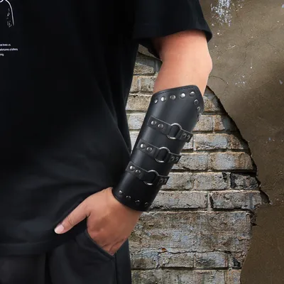 Mittelalter liche Rüstung Männer Cosplay Arm wärmer Schnürung Wikinger Piraten Ritter Handschuh Image