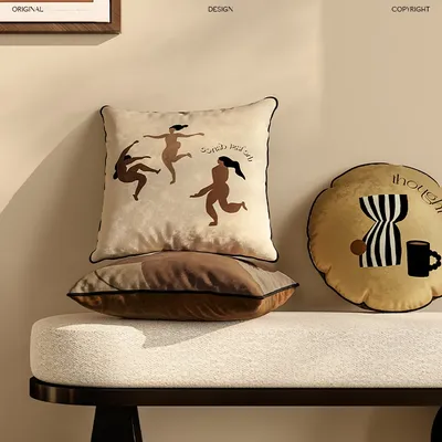 Nordic Kissen bezug Designer Kissen bezug, Weicher Samt, Hand gefühl, Leichte Luxus Dekoration, Bett Image