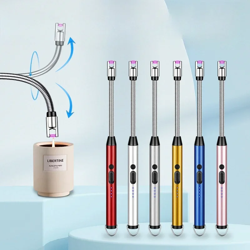 360 ° Nahtloser Stahlschlauch, winddicht, Pulszündung, USB-Ladefeuerzeug, Outdoor, Grill, Küche, Zünder, Typ C, elektrisches Feuerzeug Image