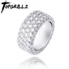 TOPGRILLZ 5 Reihen Iced Out voller Kubikzircon Bling Ringe Gold Silber Farbe Charm Herren Hip Hop Schmuck für Geschenke