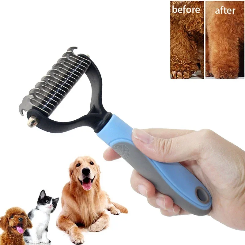 Haustier Katze Haaren tfernung Kamm Bürste Hund Pflege Schuppen Werkzeuge Welpen Haar Schuppen Trimmer Haustier Fell Trimmen Demattieren Deshedd Kämme Image