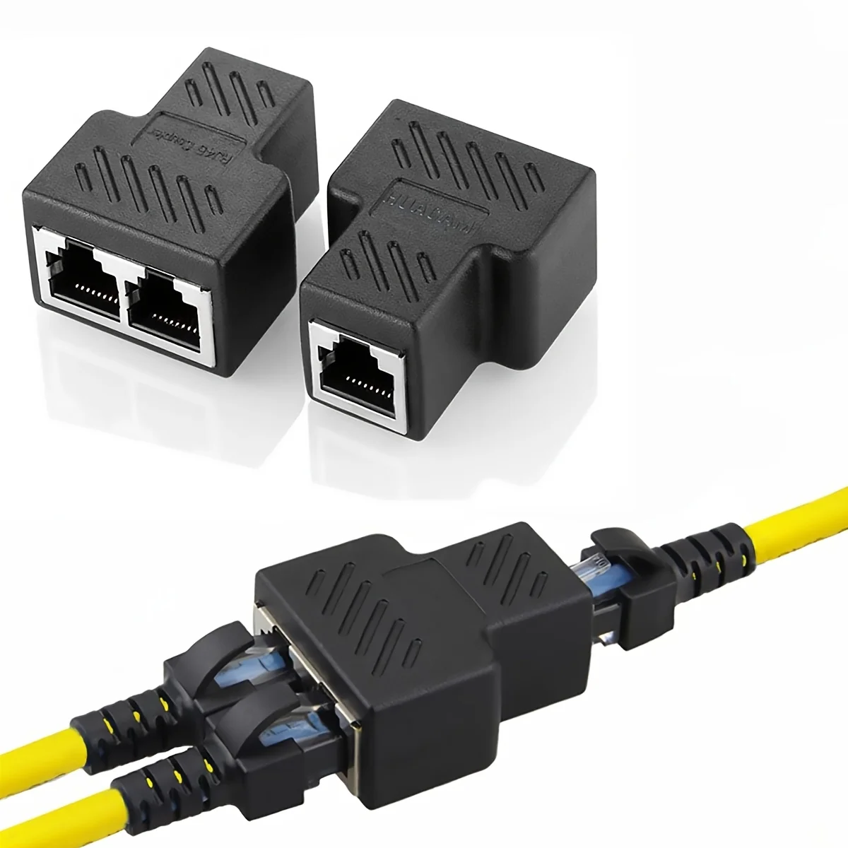 RJ45-Splitter-Adapter, Aoiutrn USB 1 bis 2 Netzwerkanschluss, Dual-LAN-Ethernet-Buchse, 8P8C, Extender-Steckerkabel für Cat5,5e, Cat6,7 Image