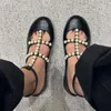 T-Träger Perlen Balletts chuhe Knöchel schnalle runde flache Sandalen Sommer süß elegant hohl Mary Janes Kleid täglich Freizeit schuhe