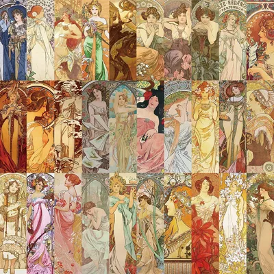 30 Stück Mucha-Lesezeichen, klassische Malerei, Geschenke, Kunstset, kreative Lesezeichen, personalisierte, exquisite kulturelle und kreative Karten  Image