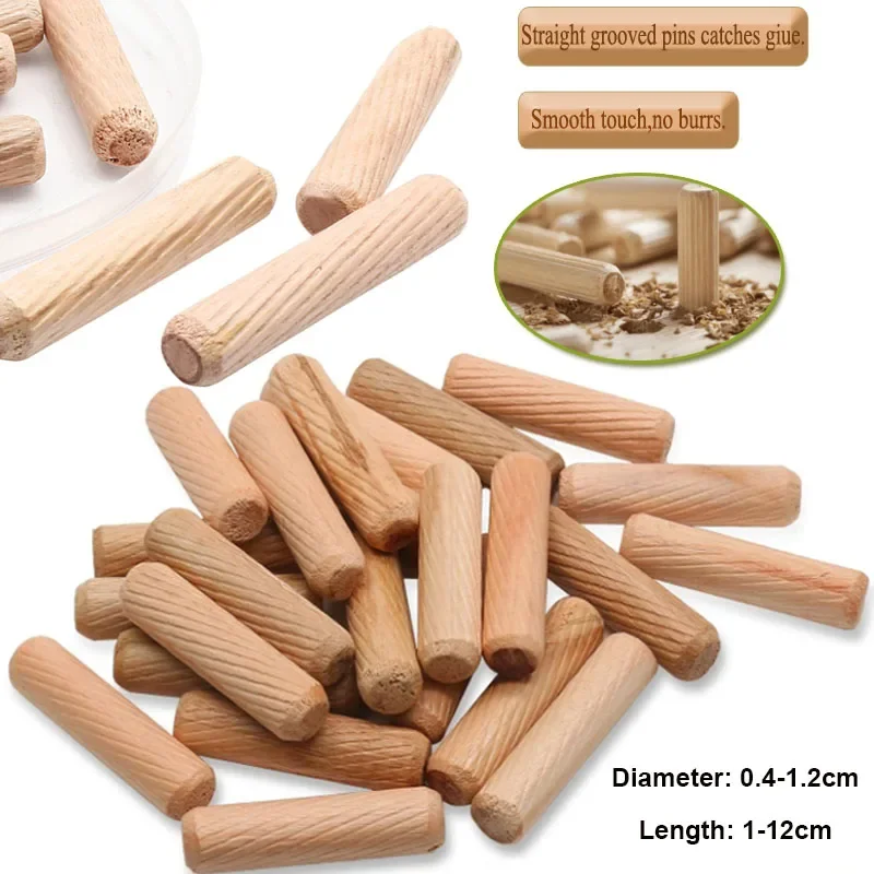 100/50 stücke Holz Dübel Schrank Schublade Runde Geriffelte Holz Handwerk Dübel Pins Stangen Set Möbel Fitting holz pass pin