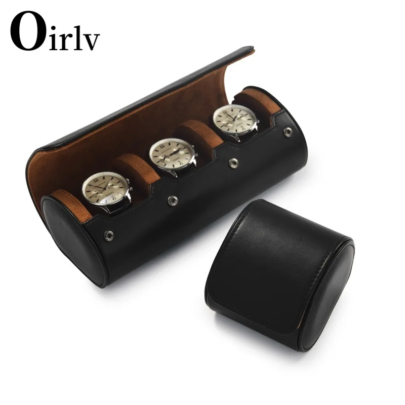 Oirlv 3-Slot Uhr Roll Travel Case tragbare Vintage Leder uhr Vitrine Uhr Aufbewahrung sbox Uhr Organisatoren von Männern Geschenk
