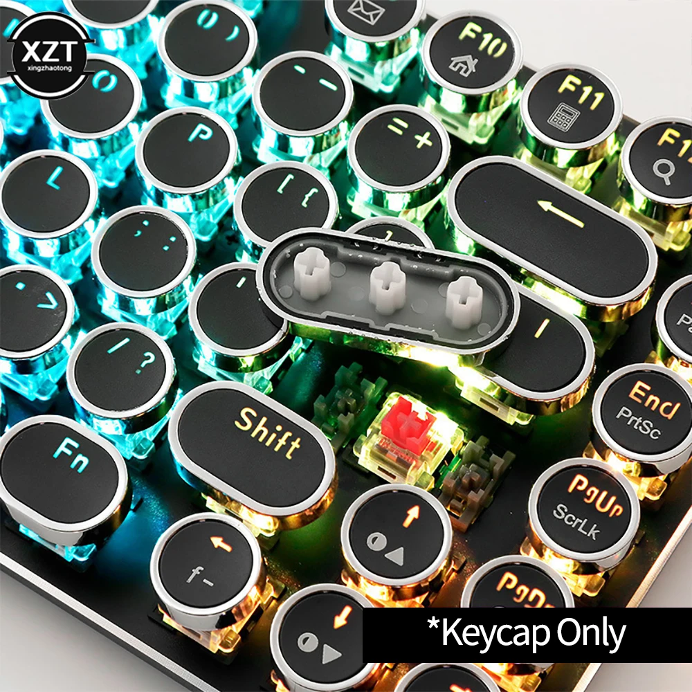 Runde mechanische Tastenkappen, Ersatz für 104-Tasten, ergonomische Retro-Tastaturkappen für Cherry MX Gaming-Tastatur mit RGB-Hintergrundbeleuchtung Image