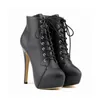 Frauen Stiefeletten Stilettos Herbst Winter Runde Kappe Pole Dance Sexy High Heels Pumps Fashion Zip Lace-Up Weibliche schuhe Große Größe