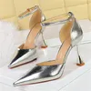 Frühling Herbst Lack leder High Heels Silber Frau Pumps sexy Party Sandalen Bankett Schuhe weibliche Absätze plus Größe 42 43