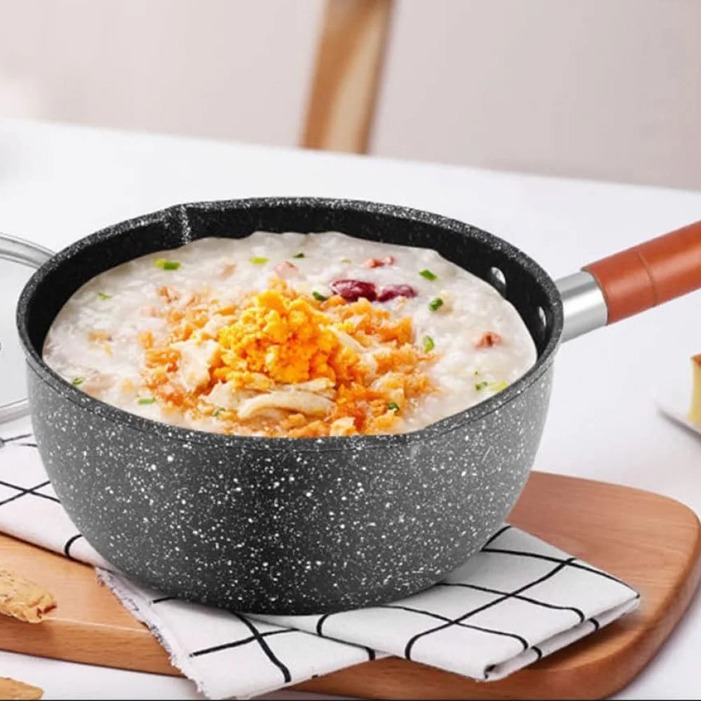 Antihaft-Saucen pfanne Suppen topf mit Ausguss Milch topf Holzgriff Stick Proof Saucen pfanne 14cm für die Küche zu Hause Image