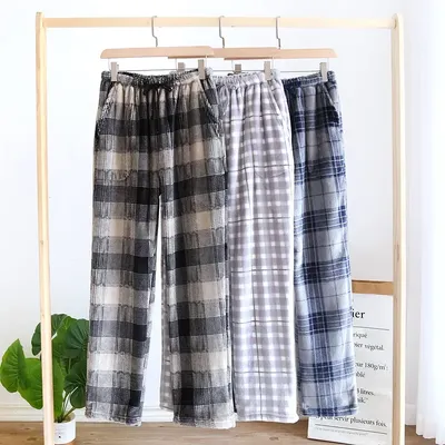 Neue Herbst Und Winter Flanell männer Pyjama Hosen Hosen Plus Samt Verdickt Gitter Hause Hosen Image