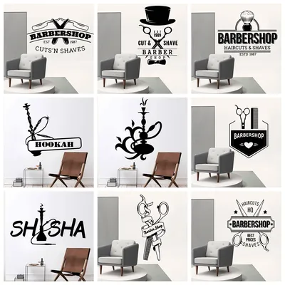 1 Stück heißer Verkauf Barbershop Haarschnitt wasserdichte Wandaufkleber Wandkunst Dekor für Wohnzimmer Kinderzimmer Wanddekoration Wandbilder Image