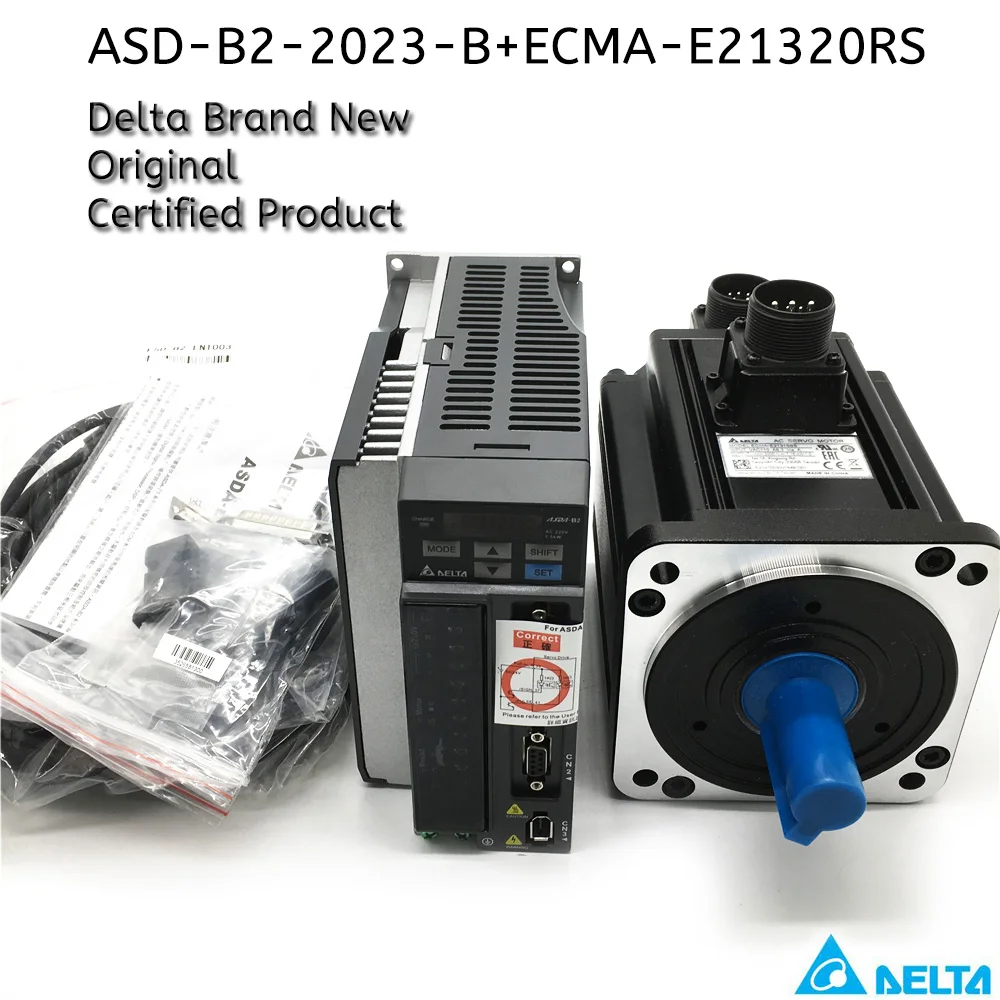 Delta 2KW AC-Servomotor-Treiber-Kit 3PH 220 V 2000 U/min 9,25 Nm 130 mm ASD-B2-2023-B ECMA-E21320RS ECMA-E21320SS Bremse mit hoher Trägheit Image