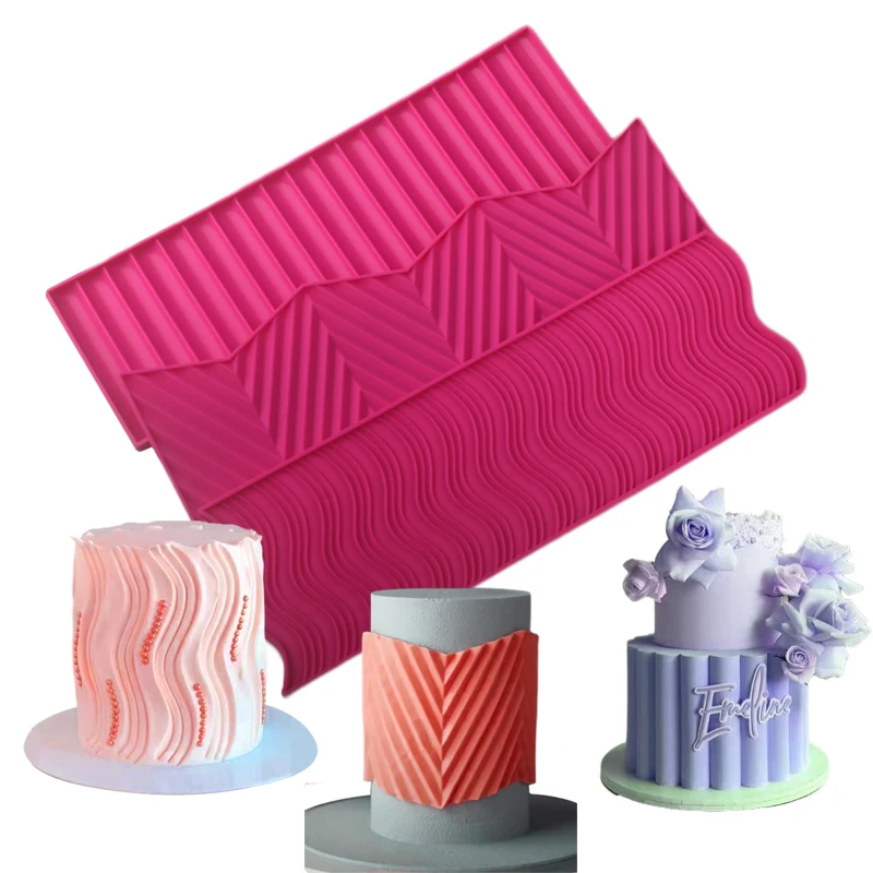 Lange Streifen Sugar craft Fondant Form Kuchen Rand Dekoration Form Silikon Kuchen Formen Harz Pfanne Spitze Matte Dessert Dekorations werkzeuge Image