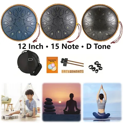 12 Inch 15 Note Steel Tongue Drum D Tone Rain Drum Yoga Ethereal Drum Meditation Sound Healing