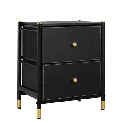 Drawer Dresser cabinet,2 Drawer Nightstands for Bedroom - Small Bedside Dresser with PU Leather