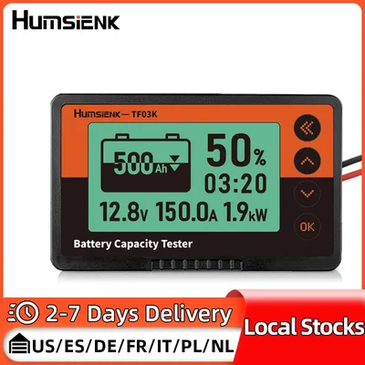 Humsienk 500A Battery Monitor Range 10V-120V Compatible 12V LiFePO4 Battery With Front Setting And