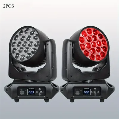 2PCS LED Zoom Wash 19X15W DJ Light Lyre Beam Effect RGBW 4-In-1 Professional DJ for Disco Bar