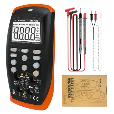 BT-42B TRMS 6000 Count Digital Multimeter, Push Button Design, Auto-Ranging Ohm Volt Amp Cap Hz