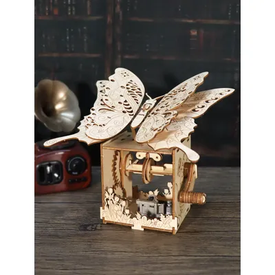 3d Wooden Puzzle Hand Butterfly Music Box You Are My Sunshine Handmade Assembly Model Kit Holidays