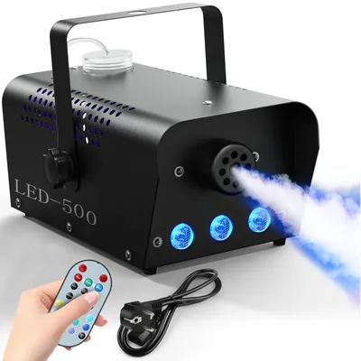 Yiflamefly 500W RGB LED Smoke Fog Machine Fogger Stage Lighting Effect with Remote Control for Wedding DJ Show Concert Bar Party