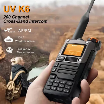 Quansheng UV K6 Walkie Talkie Portable AM FM Two Way Radio Long Range Receiver with 200 Channels