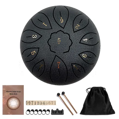 6 inch Steel Tongue Drum 11 Tune Notes Percussion Musical Instrument Hand Pan Tank Drum with Bag