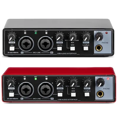 MD22 Recording Sound Card 48V Phantom Power USB Audio Interface Portable Professional Sound Card