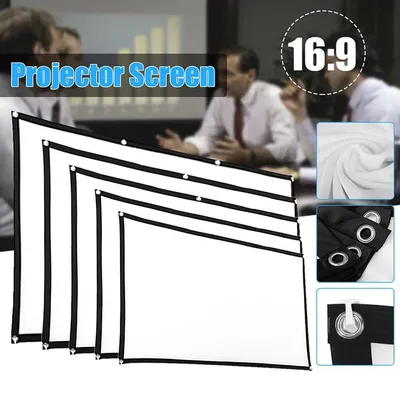 16:9 Simple Projector Curtain 60 72 84 100 120 150 inch Portable HD Display Screen for Home Outdoor