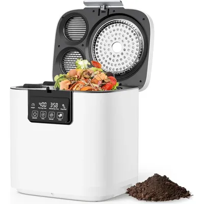 Electric Kitchen Composter, 4L Large Capacity Smart Indoor Compost Bin with Timer Display