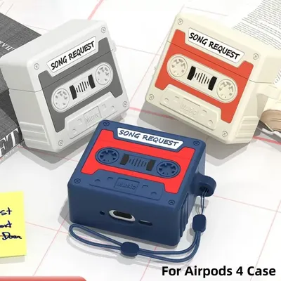 2024 3D Retro Cassette Tape Case For AirPods 4th Generation Case Protective Shockproof Silicone For