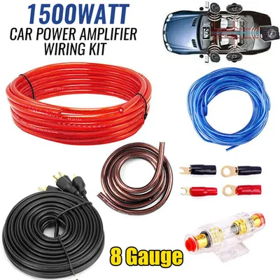 1500W Car Audio Speakers Wiring Kit 8GA Car Subwoofer Power Amplifier Wiring Speaker for Auto