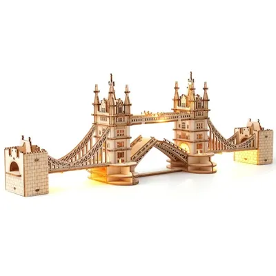 Robotime Tower Bridge kit 3D Puzzle Wooden Craft Kits with LED Light Home Decor Birthday Gifts for