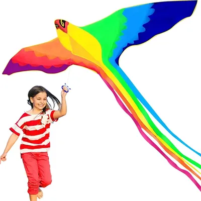 Strong Long Colorful Tail!Huge Beginner Phoenix Kites for Kids And Adults 74-Inch Come With String