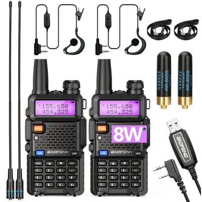 1/2/4 PCS Baofeng UV 5R 8W Walkie Talkie Dual Band VHF UHF Portable FM Amateur 1800mAh UV5R Two way