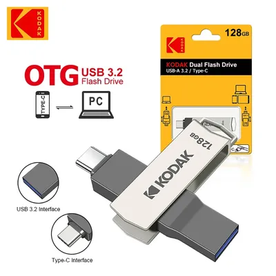 KODAK K273 USB Flash Drive USB3.2 Type C Flash Drive 128GB 64GB Pendrive High Speed Dual Memory