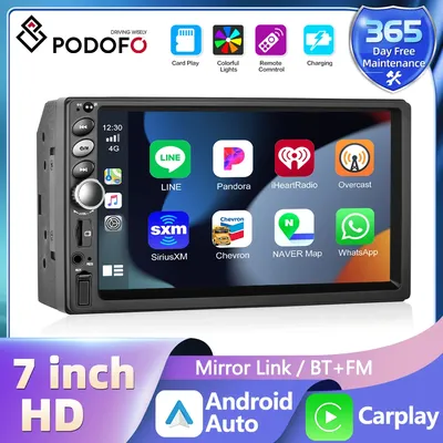 Podofo 2Din Car MP5 Stereo Radio 7'' Touch Screen Support carplay Universal Car Multimedia Player