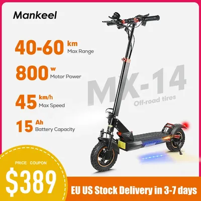 Mankeel MX-14 800W Electric Scooter for Adults 28MPH 48V 15AH Folding Commute Off Road Electric