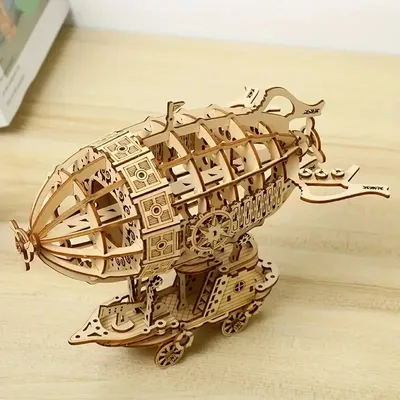 airship Model DIY 3D Wooden Puzzle Building Block Kits Assembly Toy Birthday Gift For Kids Adult